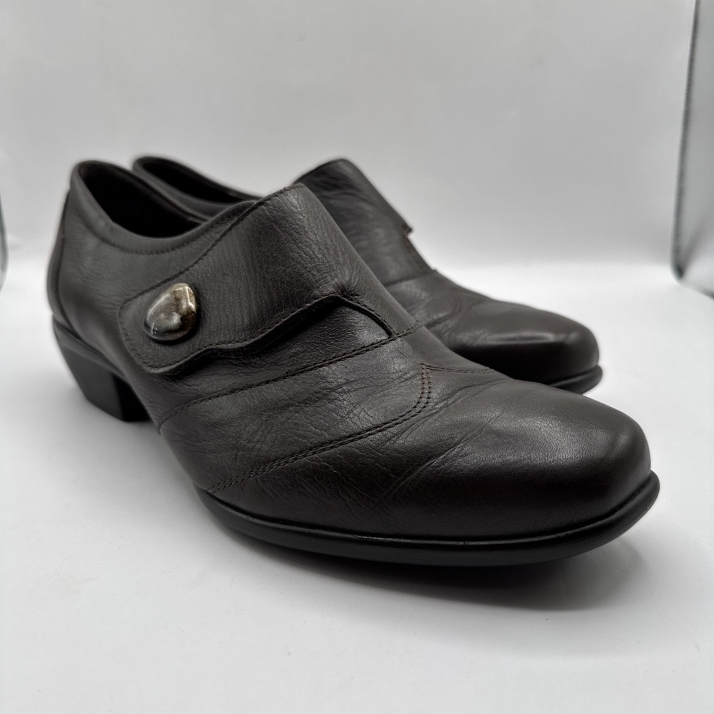 Romika Boots Womens 41 Casual Slip On Low Ankle Bootie Dark Brown Leather Heels